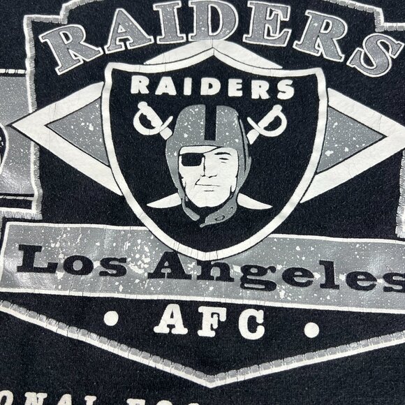VTG 90s NFL Los Angeles Raiders AFC Sweatshirt Extra Large Black Faded Crewneck - Picture 3 of 15